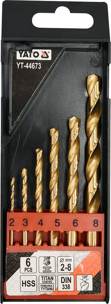YATO HSS-TiN Fémfúrószár készlet, 6 db, 2-8 mm