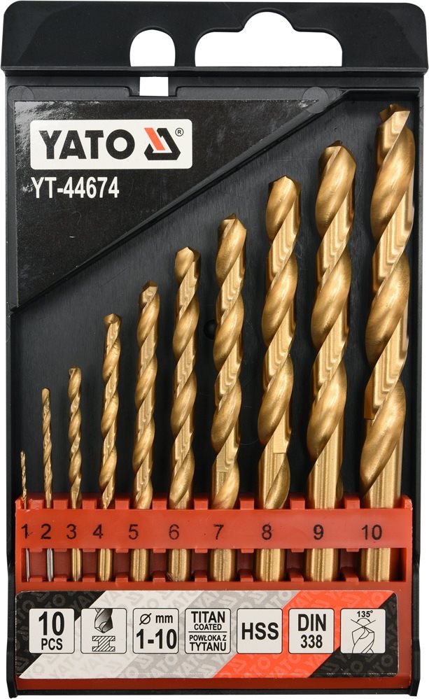 YATO HSS-TiN Fémfúrószár készlet, 10 db, 1-10 mm