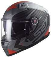 LS2 VECTOR II-06 SPLITTER helmet matt grey - titanium / red - Motorbike Helmet