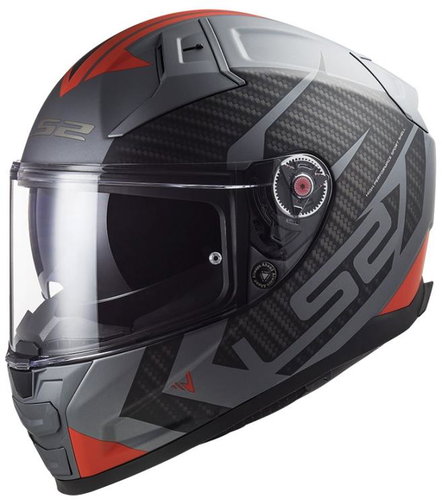 LS2 VECTOR II-06 SPLITTER helmet matt grey - titanium / red size 2.5 mm L - Motorbike Helmet - Main image