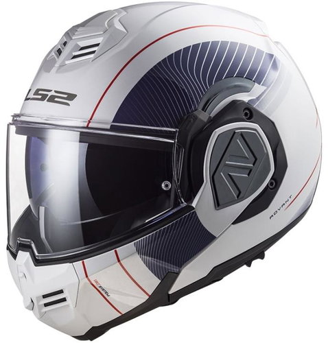 LS2 ADVANT COOPER flip-up helmet white / blue sized. XL - Motorbike Helmet - Main image