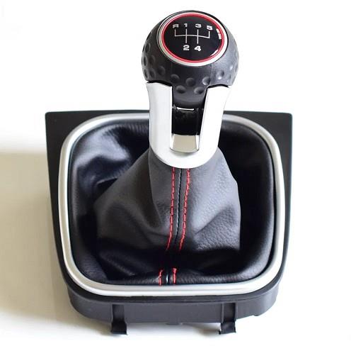 PROTEC Gear lever with cuff, VW Eos 2006 - 2012 5st red stitching I. - Gear Stick - Main image