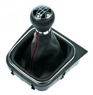 PROTEC Gear lever with cuff, VW Golf V plus 2005 - 2008 6st red stitching - Gear Stick