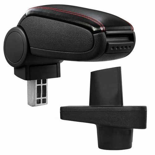 PROTEC Armrest, Renault Clio 4, synthetic leather, black, red stitching 2012 - 2019 - Elbow Rest - Main image
