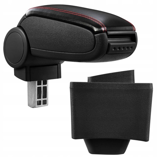 PROTEC Armrest, Audi A3 8L, synthetic leather, black, red stitching 1996 - 2003 - Elbow Rest - Main image