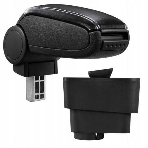 PROTEC Armrest, Fiat Grande Punto / Evo, synthetic leather, black, white stitching 2005 - 2012 - Elbow Rest - Main image