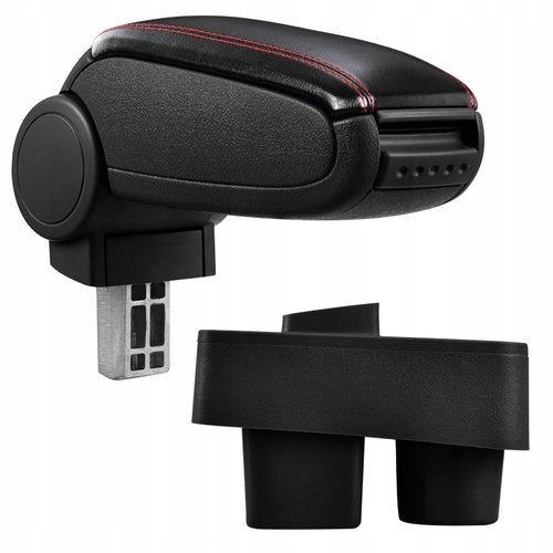 PROTEC Armrest, Skoda Roomster, synthetic leather, black, red stitching from 2006 - Elbow Rest - Main image