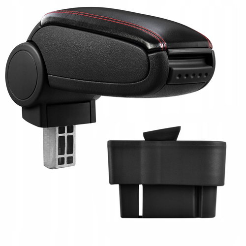 PROTEC Armrest, Opel Corsa D, synthetic leather, black, red stitching 2006 - 2014 - Elbow Rest - Main image
