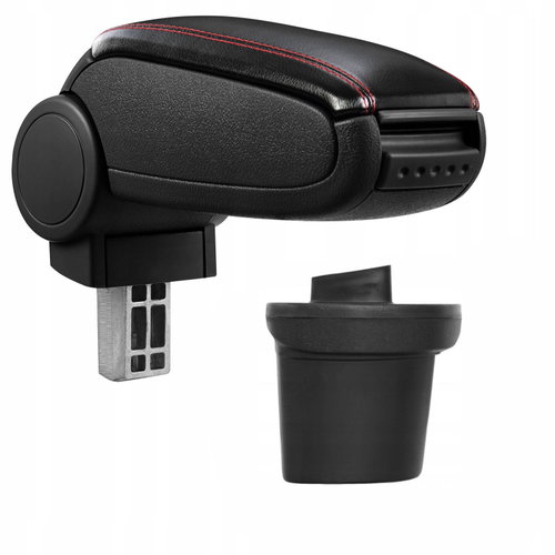 PROTEC Armrest, Skoda Fabia I, synthetic leather, black, red stitching 1999 - 2007 - Elbow Rest - Main image
