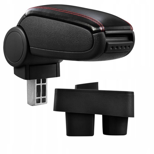 PROTEC Armrest, Skoda Fabia II, synthetic leather, black, red stitching from 2007 - Elbow Rest - Main image