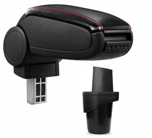 PROTEC Armrest, VW Touran, synthetic leather, black, red stitching 2003 - 2015 - Elbow Rest - Main image