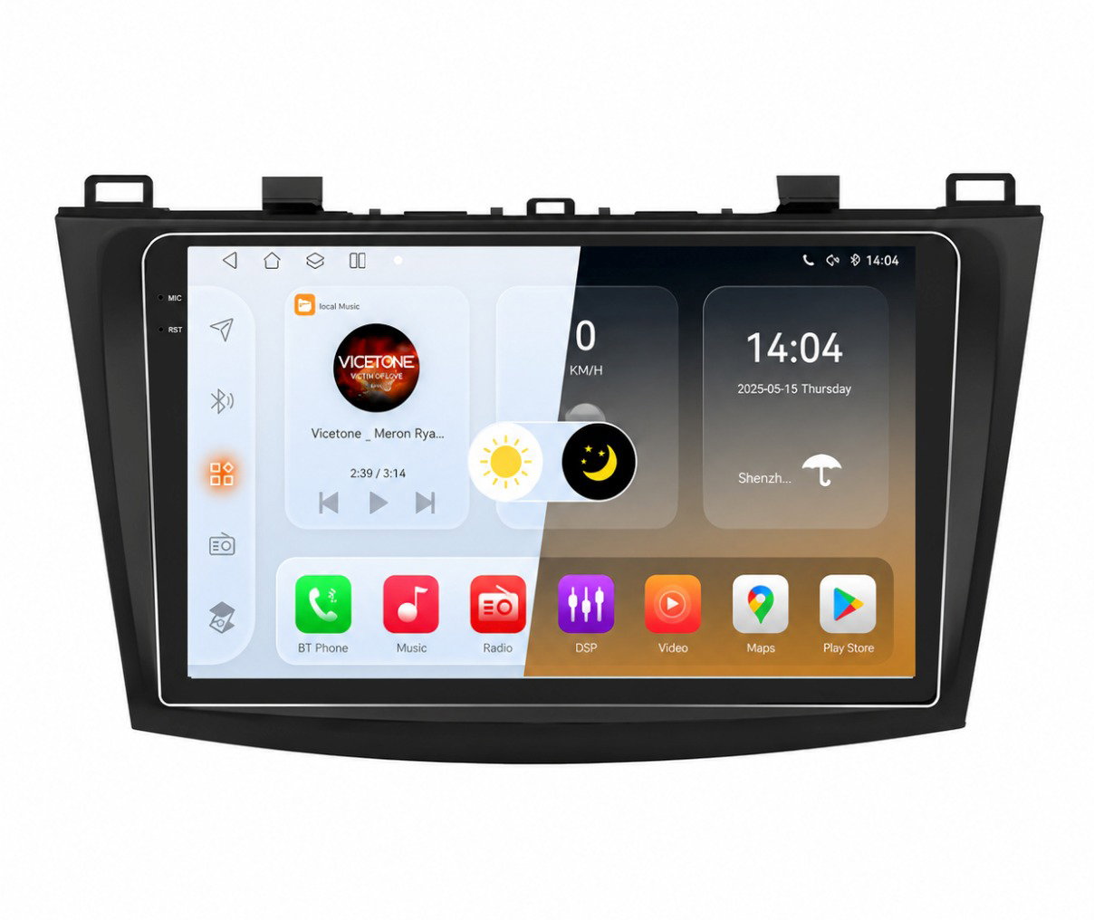Hizpo Autorádio Mazda 3 2010 - 2013 s CarPlay, Android Auto, GPS Navigace, Bluetooth, USB, rámeček