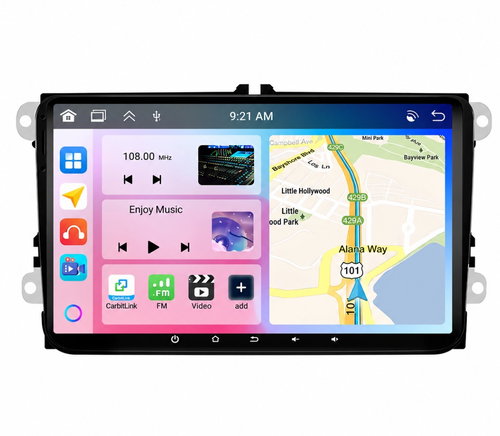 Podofo Autorádio Volkswagen, Škoda, Seat 6+128GB s CarPlay, Android Auto, DSP, Navigation, Bluetooth - Car Radio - Main image