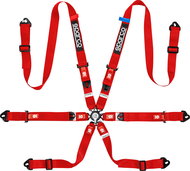 Sparco six-point seat belt with FIA homologation compatible with HANS, 2" straps, red - Safety Belt