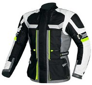 MAXX – NF 2206 Textilná bunda dlhá čierno-sivo-zelený reflex - Motorkárska bunda