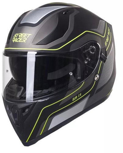 Street Racer SR I1 černo-šedo fluo žlutá - Motorbike Helmet - Main image