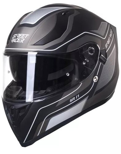 Street Racer SR I1 black-grey-white, S - Motorbike Helmet - Main image