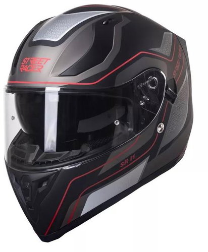 Street Racer SR I1 černo-šedo-červená - Motorbike Helmet - Main image