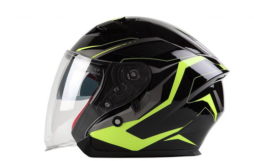 MAXX - OF 868 3XL extra large scooter open with plexi and sun visor - black-green reflex - Scooter Helmet - Main image