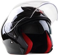MAXX - OF 878 Skútrová s plexi a sluneční clonou - černá lakovaná  - Scooter Helmet