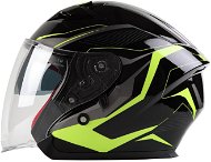 MAXX - OF 878 Skútrová s plexi a sluneční clonou - černo-zelená reflexní  - Scooter Helmet