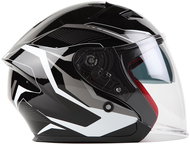 MAXX - OF 878 Skutra with plexi and sun visor - black-silver S - Scooter Helmet