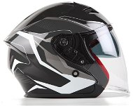 Scooter Helmet MAXX - OF 868 3XL extra velká skútrová otevřená s plexi a sluneční clonou - černo bílo stříbrná - Helma na skútr