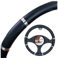 4CARS Potah volantu 37-39 cm chrom černý - Potah na volant