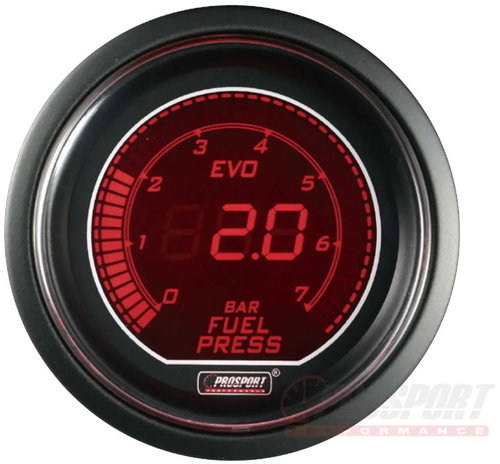 Prosport Performance EVO series auxiliary alarm clock, fuel pressure measured value - Dashboard Gauge - Main image