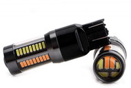 Rabel W21/5W 7443 T20 dual colour 66 smd 4014 orange white with lens USA - LED Car Bulb