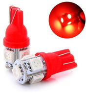 Rabel 24V T10 W5W 5 smd 5050 ČERVENÁ - LED autožárovka