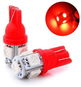 Rabel 24V T10 W5W 5 smd 5050 ČERVENÁ - LED autožárovka