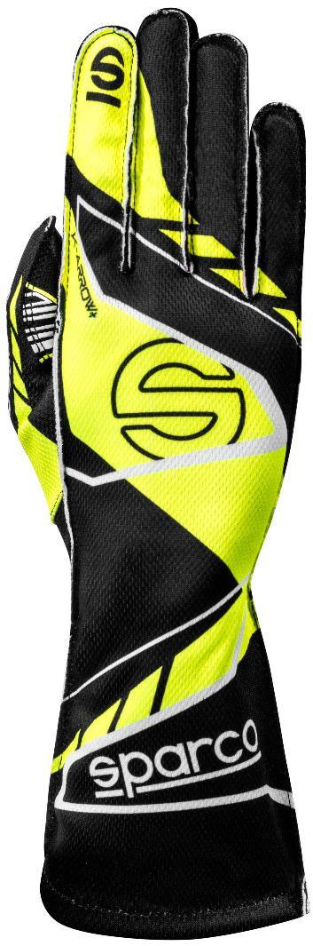 Sparco K-ARROW+ Gokart kesztyű, FIA homologizációval, fekete-sárga, 11-es méret