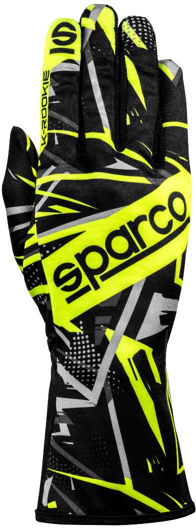 Sparco K-ROOKIE Gokart kesztyű, fekete-sárga, 9-es méret