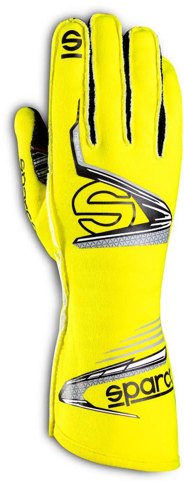 Sparco Racing kesztyű Arrow EVO FIA homologizációval, sárga-fekete, 9-es méret