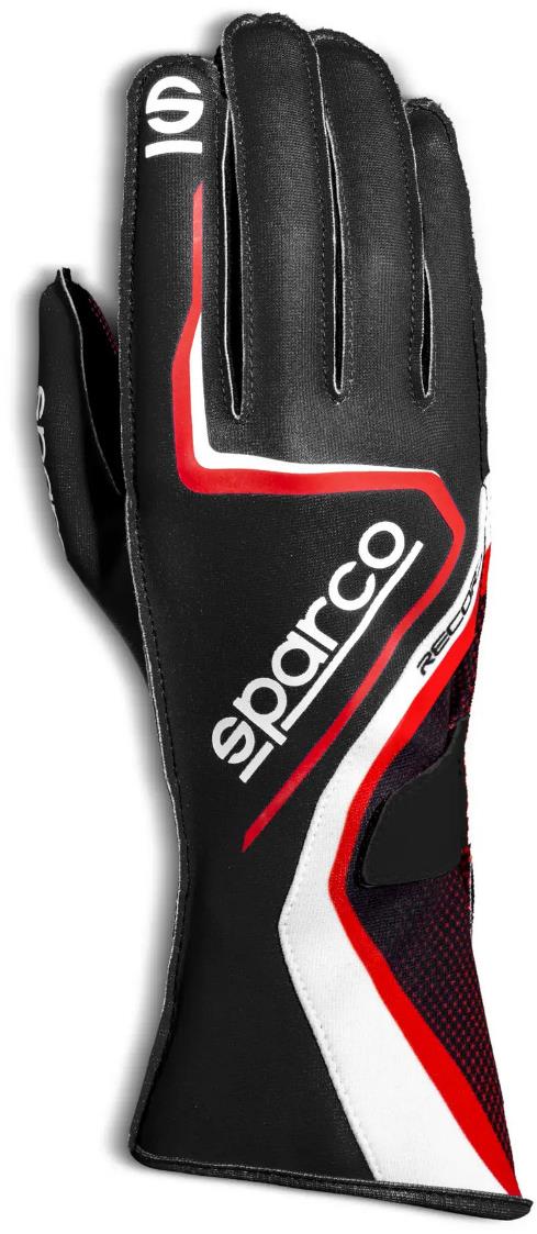 Sparco Record Karting kesztyű külső varrással, fekete és piros, 9-es méret