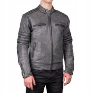 WOLF Leather Motorcycle Jacket Destro Grey S - Motorcycle Jacket