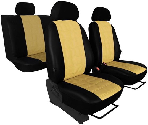 SIXTOL Seat Covers EMBOSSY synthetic leather, stripe design, beige - Car Seat Covers - Main image