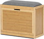 Shoe Rack Shoe rack, solid bamboo, natural shade, grey fabric - Botník