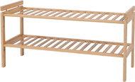 Shoe rack B011, 2 shelves, solid bamboo, natural shade - Shoe Rack