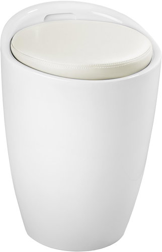 Bathroom storage stool, white, diameter 36 cm - Ottoman - Main image