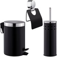 Set držák na toaletní papír WC štětka odpadkový koš do koupelny, černá - Příslušenství pro WC