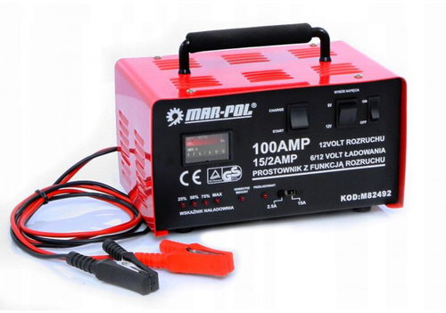 MAR-POL Charger with starter 100A, 6V/12V, 20-120Ah M82492 - Car Mechanic Tools - Main image