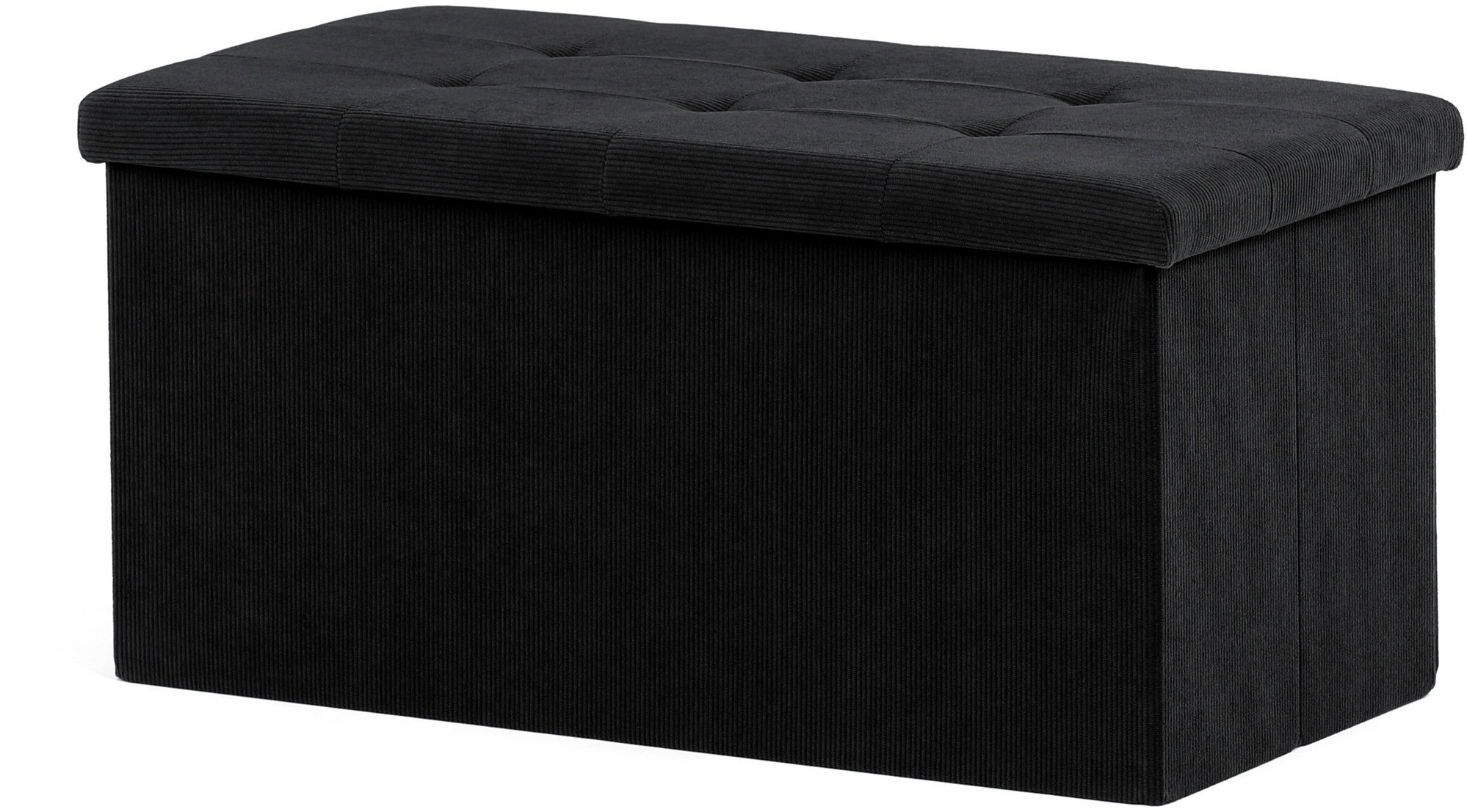 AUTRONIC Tárolós puff, fekete kordbársony, 37×77×38 cm