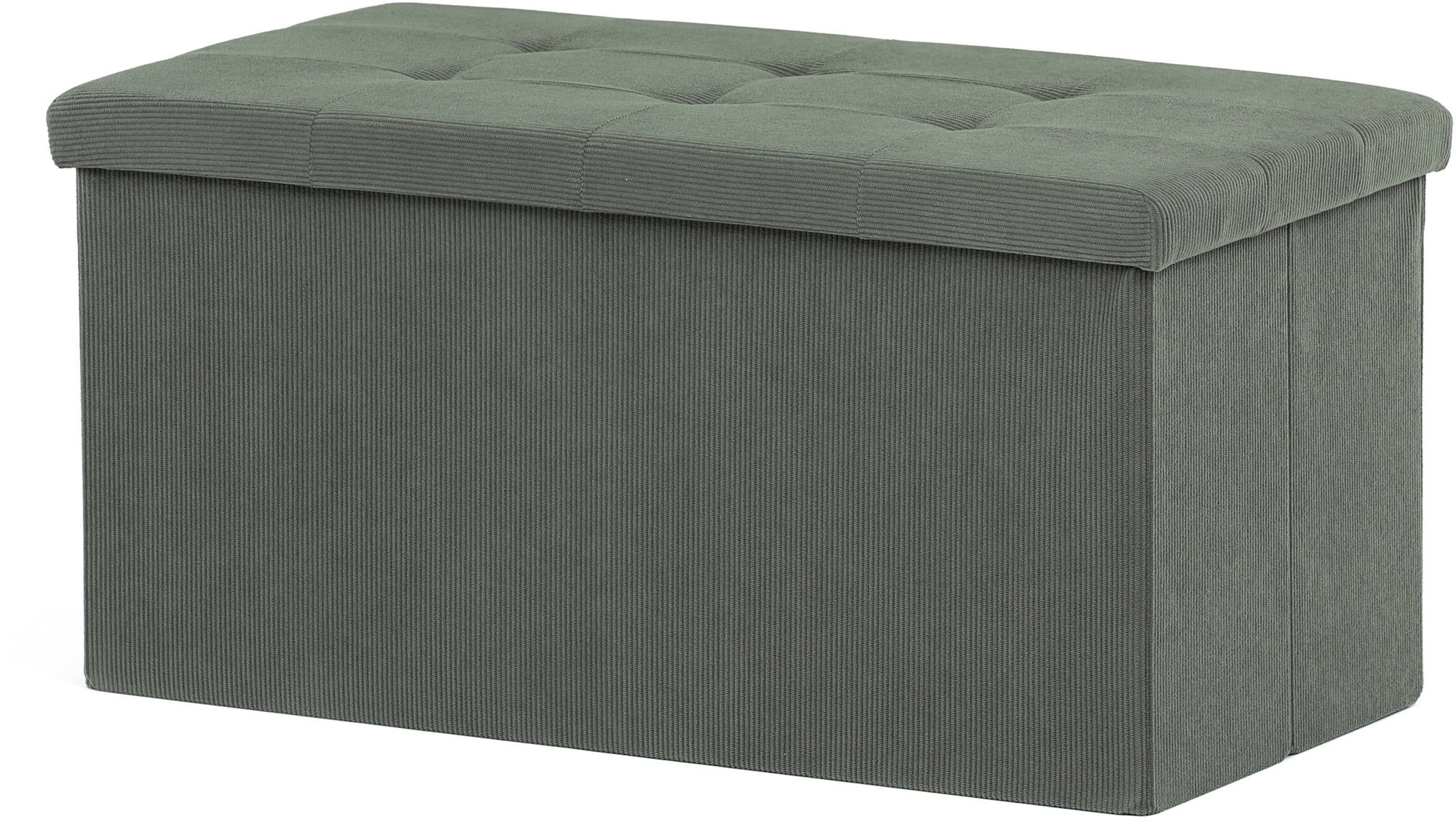 AUTRONIC Tárolós puff, zöld kordbársony, 37×77×38 cm