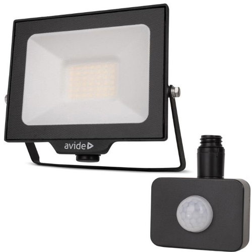 AVIDE Premium ultra-thin LED spotlight black 30 W 3000 lm, daytime, with motion sensor - LED Reflector - Main image
