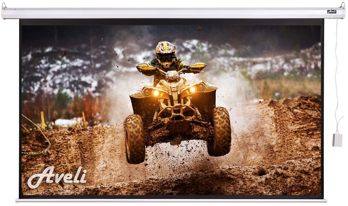 AVELI vetítővászon elektromos motorral, 100", (16:9)