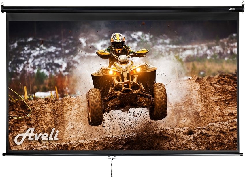AVELI Rolós vetítővászon, 92", (16:9), fekete tok