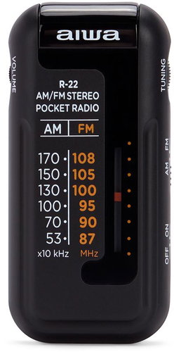 AIWA Portable pocket radio with earphones R-22BK - Radio - Main image