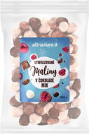 Allnature Mrazem sušené maliny Mix v mléčné, hořké a bílé čokoládě 250 g - Lyofilizované ovoce